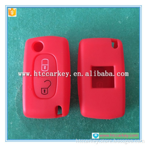 high quality silicone car key cover for peugeot flip remote key